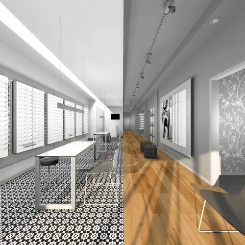 Arredamento per negozio di ottica - Visualizzazione 3D di alta qualità